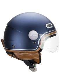 CGM, Motorradhelm, Vintage Blau Silber Satin Offenes Gesicht Helm (M)