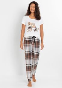 Pyjama van biologisch katoen - wit - maat 36/38 (S) - 100% katoen - bonprix