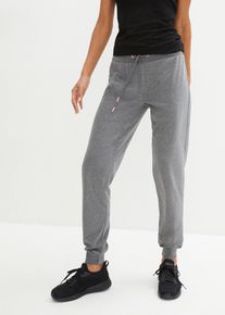 Joggingbroek met elastische band - grijs - maat 44/46 (L) - met katoen - bonprix