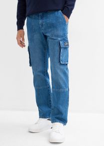 Relaxed fit cargo stretch jeans straight - blauw - maat 33 - met katoen - bonprix