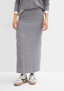 Sweatrok in gebreide look - grijs - maat 40/42 (M) - viscose - bonprix