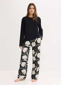 Pyjama met viscose en wijde pijpen - zwart - maat 36/38 (S) - viscose - bonprix