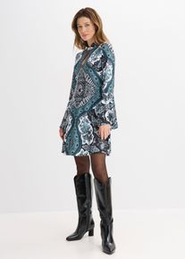 Jersey jurk met opstaande kraag en volantmouwen - zwart - maat 36/38 (S) - bonprix