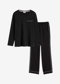 Pyjama aus reiner Baumwolle, schwarz, Gr&ouml;&szlig;e 40/42 (M), 100% Baumwolle, bonprix