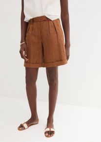 Bermudashorts aus reinem Leinen, braun, Gr&ouml;&szlig;e 42, Leinen, bonprix