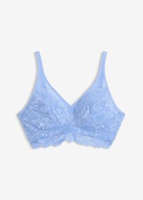 Bralette mit floraler Spitze und Mesh, blau, Gr&ouml;&szlig;e 95C, bonprix