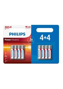 Philips Bat&eacute;ria AAA 1,5 V Power Alkaline, 4 + 4 ks