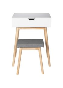 Mid.you Schminktisch , Grau, Naturfarben, Wei&szlig; , Holz, Glas, Textil, Holzwerkstoff , Kiefer , massiv , quadratisch , rund , 50x38.5x85 cm , Schlafzimmer, Schminktische