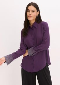 bonprix Bluzka z połyskującymi kamieniami, fioletowy, 40