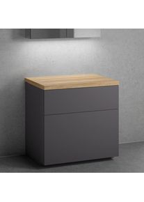 neoro n50 Meuble bas l: 80 cm avec 2 tiroirs, BN0442GR+BN0402W1,
