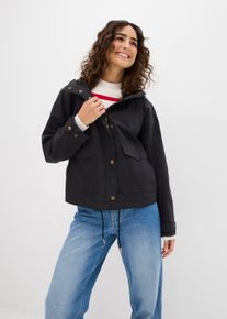 bonprix &Uuml;bergangsjacke mit Kapuze, schwarz, Gr.42, l&auml;ssige &Uuml;bergangsjacke mit Kapuze, 65% Baumwolle
