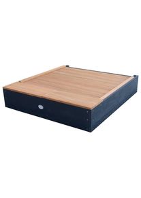 Sandkasten, Anthrazit, Braun, Holz, Hemlocktanne, 90x74x100 cm, unisex, EN 71, CE, FSC 100%, hoher Rand, Sitzfl&auml;che, mit Holzschutz vorbehandelt, Freizeit & Co, Gartenspielzeug, Sandk&auml;sten