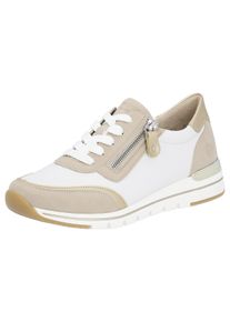 Keilsneaker Remonte, Damen, Gr. 38, beige (wei&szlig;, hellbeige), Lederimitat, Schuhe Keilsneaker, mit Kontrastbes&auml;tzen, Freizeitschuh, Halbschuh, Schn&uuml;rschuh