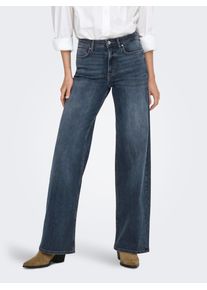 High-waist-Jeans Only "ONLMADISON ICON HW WIDE DNM CRO300 NOOS", Damen, Gr. S (36), L&auml;nge 32, blau (blau schwarz denim), Denim/Jeans, Obermaterial: 92% Baumwolle, 6% Elastomultiester, 2% Elasthan, unifarben, Jeans High-waist-Jeans