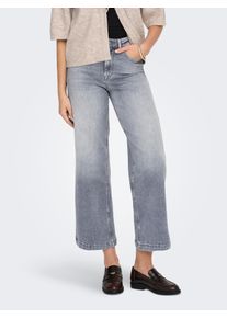 High-waist-Jeans Only "ONLMADISON BLUSH HW CP WD DNM REA293NOOS", Damen, Gr. XS (34), L&auml;nge 34, medium grau denim, Denim/Jeans, Obermaterial: 92% Baumwolle, 6% Elastomultiester, 2% Elasthan, unifarben, regular fit wadenlang, Jeans High-waist-Jeans, hohe Taille, weite Beinform, verk&uuml;rzte L&auml;nge