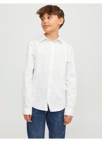 Jack & Jones Langarmhemd JACK & JONES JUNIOR "JPRPARMA cool, elastisch, kombinierbar", Jungen, Gr. 164, N-Gr, wei&szlig;, Web, Obermaterial: 98% Baumwolle, 2% Elasthan, unifarben, regular fit normal, 2-Knopf-Manschette, Hemden Langarmhemd, Baumwollmischung, regular fit