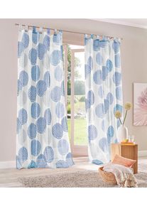 Gardine OTTO HOME "Belem" Gr. 1, wei&szlig; (wei&szlig;, blau), B:140cm H:145cm, Voile, Polyester, Gardinen, Gardine, 1 oder 2 Schals, Vorhang, Fertiggardine, Kreise