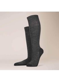 Kniestr&uuml;mpfe Kunert "Kniestrumpf Warm Up", Damen, Gr. 39-42, grau (anthrazitmel 4050), Obermaterial: 45% Wolle WO. 39% Polyamid PA. 10% Baumwolle CO. 4% Polyacryl PAN. 2% Elasthan EL., Socken Kniestr&uuml;mpfe