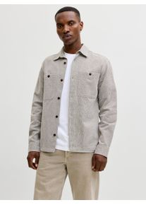 Jack & Jones Langarmhemd JACK & JONES "JPRBLURAYLE LINEN BL. SOLID LS SHIRT SN", Herren, Gr. XXL, N-Gr, lemon pepper, Web, Obermaterial: 70% Baumwolle, 30% Leinen, unifarben, normal, Hemden Langarmhemd