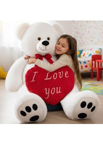Monzana Pl&uuml;schtier Teddyb&auml;r Wei&szlig; 150cm inkl Herzkissen