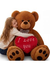 Monzana Pl&uuml;schtier Teddyb&auml;r Braun 150cm inkl Herzkissen