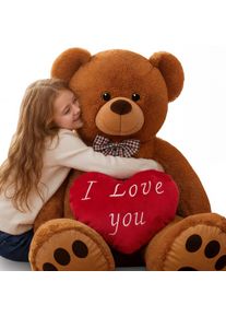 Monzana Pl&uuml;schtier Teddyb&auml;r Braun 175cm inkl Herzkissen