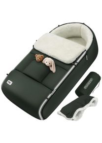 Monzana Babyfu&szlig;sack Grau-Gr&uuml;n Kinderwagen geeignet mit Beutel
