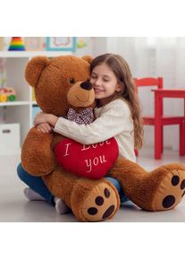 Deuba Knuffel Teddybeer XL Bruin incl Hartkussen