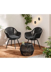 Tchibo - Otočn&eacute; jed&aacute;lensk&eacute; kreslo s textiln&yacute;m v&yacute;pletom - farba: čierna