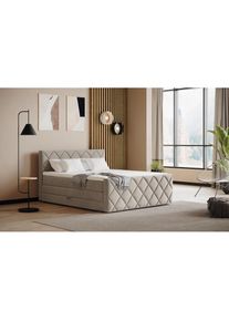 COTTA, Boxspringbett &raquo;Tower inkl. Bettkasten, mit Keder in abgesetzter Farbe&laquo; in verschiedenen Breiten, H&auml;rtegraden und Farben erh&auml;ltlich, elephant / 