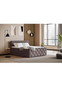 COTTA, Boxspringbett &raquo;Tower inkl. Bettkasten, mit Keder in abgesetzter Farbe&laquo; in verschiedenen Breiten, H&auml;rtegraden und Farben erh&auml;ltlich, charcoal/