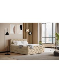 COTTA, Boxspringbett &raquo;Tower inkl. Bettkasten, mit Keder in abgesetzter Farbe&laquo; in verschiedenen Breiten, H&auml;rtegraden und Farben erh&auml;ltlich, sand/beige,