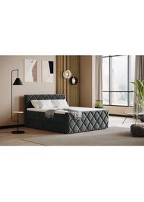 COTTA, Boxspringbett &raquo;Tower inkl. Bettkasten, mit Keder in abgesetzter Farbe&laquo; in verschiedenen Breiten, H&auml;rtegraden und Farben erh&auml;ltlich, charcoal/