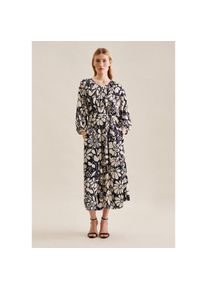 Seidensticker, Damen, Sommerkleid &raquo;Schwarze Rose&laquo; 3/4-Arm Rundhals Floral, dunkelblau, L40 - Normalgr&ouml;&szlig;en, Passform: Regular