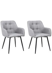 OTTO home, Esszimmerstuhl &raquo;Bostony&laquo; () 2 Stk.gepolsterte R&uuml;ckenlehne, Armlehne und Sitzfl&auml;che, Sitzh&ouml;he 49 cm, hellgrau + schwarz, Stoff, B/H/T: 58 cm