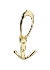 SIRO, Kleiderhaken + Wandgarderobe, Huthaken Deneb Breite 76 mm, H&ouml;he 160 mm, ZN vermessingt poliert