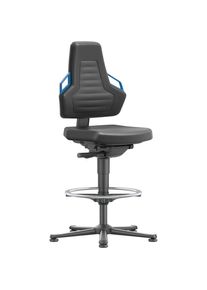 bimos, B&uuml;rostuhl, Arbeitsdrehstuhl Nexxit Bodengleiter + Fussring Integralschaum schwarz Grifffarbe blau 570-820 mm