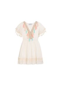 DANAMADE, Damen, Sommerkleid &raquo; Dresses DNILA&laquo;, Ivory, 98 - EURO, Pompoms & Quasten: Verspielte Details entlang des Ausschnitts und Saums