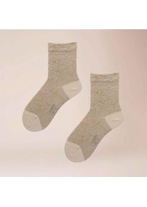 Kunert, Damen, Socken &raquo;Socke Allover Love&laquo;, offwhite 1270, 39-42, offwhite 1270, Florale Allover-Musterung aus Glanzgarn