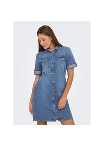 Only, Damen, Jeanskleid &raquo;ONLLISA &ndash; Denimkleid mit Knopfleiste und Brusttaschen&laquo; Brusttaschen Baumwollmischung, Medium Blue Denim, N-Gr, L - N-Gr, 
