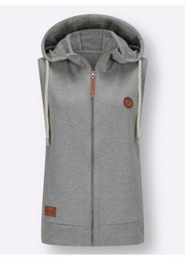 Damen Jerseyweste aus angerauter Baumwolle in grau-meliert ,Gr&ouml;&szlig;e 36, WITT, 88% Baumwolle, 12% Polyester