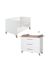 Roba &raquo;Ole&laquo; Kinderzimmerset Bett und Wickelkommode - 76x142x82cm - wei&szlig; - Holz / Holz