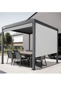 Au&szlig;enrollo f&uuml;r Pergola mit Lamellendach | 3 m, Funkmotor, rechts, Screen, wei&szlig;/schwarz