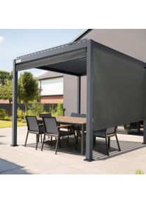 Au&szlig;enrollo f&uuml;r Pergola mit Lamellendach | 3 m, Kurbel, rechts, Acryl, dunkelgrau/wei&szlig;