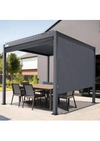 Au&szlig;enrollo f&uuml;r Pergola mit Lamellendach | 3 m, Funkmotor, rechts, Screen, anthrazit/wei&szlig;