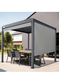 Au&szlig;enrollo f&uuml;r Pergola mit Lamellendach | 3 m, Kurbel, links, Acryl, grau/schwarz