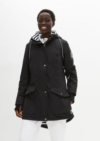 bonprix wasserdichte Funktions-&Uuml;bergangsjacke, schwarz, Gr.54, Regenjacke mit Tunnelzug, A-f&ouml;rmig
