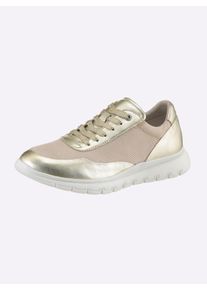 Heine Dames Sneaker in goudkleurig/zand ,maat 37, Witt, 60% Textiel, 40% schaapsleer
