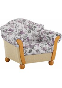 Sessel Home Affaire "Milano, bequemer Loungesessel, Landhaus-Stil, Holz-Chatosen und -F&uuml;&szlig;e", beige (creme, flieder gebl&uuml;mt), B:102cm H:83cm T:81cm, Chenille (70% Polyacryl, 30% Polyester) auf Korpus und Zierkissen, Sitz und R&uuml;cken im Blumenmuster &raquo;Paradise&laquo; (100% Polyester);Chenille (70% Polyacryl, 30% Polyester), Sessel, Sessel
