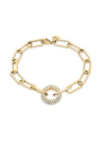 Gliederarmband Tamaris "Schmuck Geschenk Edelstahl Armkette The Glitter Donut", gold (gelbgoldfarben, kristallwei&szlig;, kristallwei&szlig;), Armb&auml;nder, Damen, 21cm, Edelstahl, Gliederarmband, mit Glasstein